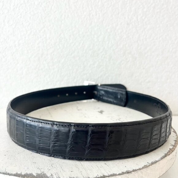 Rod Patrick Boots Mens Western Belt 1.5" Straight End Sz 30 Black Caiman Leather - Picture 3 of 10